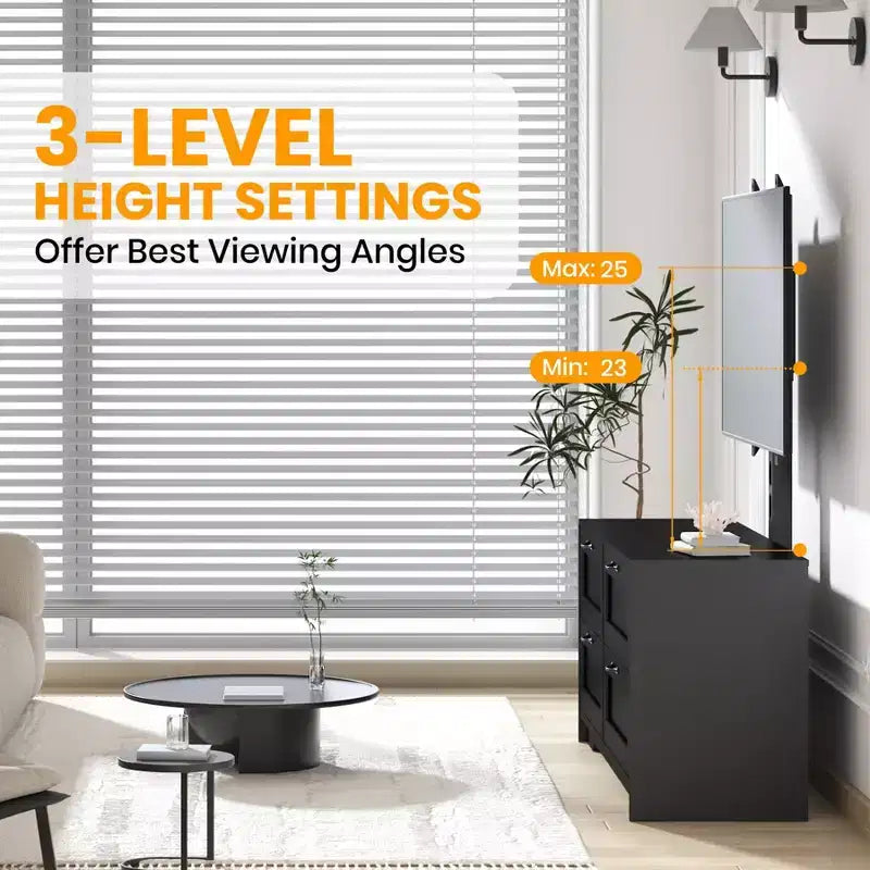 Meuble TV avec support et 4 tiroirs de rangement pour téléviseurs de 32/45/55/65/75/80 pouces, meuble de divertissement pour chambre à coucher, salon, table de console média en bois