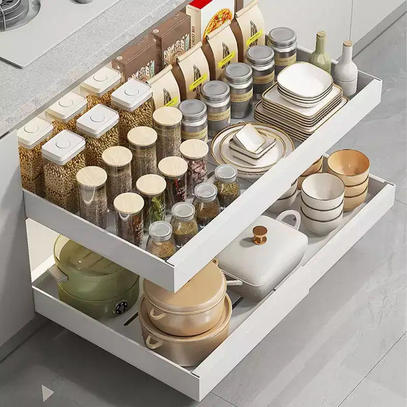 1 Organisateur de placard extensible, coulissant et réglable en largeur, 3 rails, grande taille