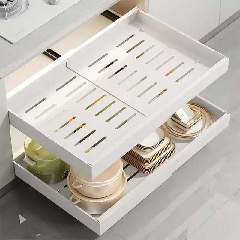 1 Organisateur de placard extensible, coulissant et réglable en largeur, 3 rails, grande taille