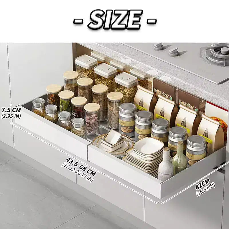 1 Organisateur de placard extensible, coulissant et réglable en largeur, 3 rails, grande taille