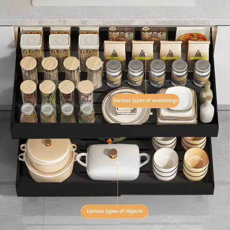 1 Organisateur de placard extensible, coulissant et réglable en largeur, 3 rails, grande taille
