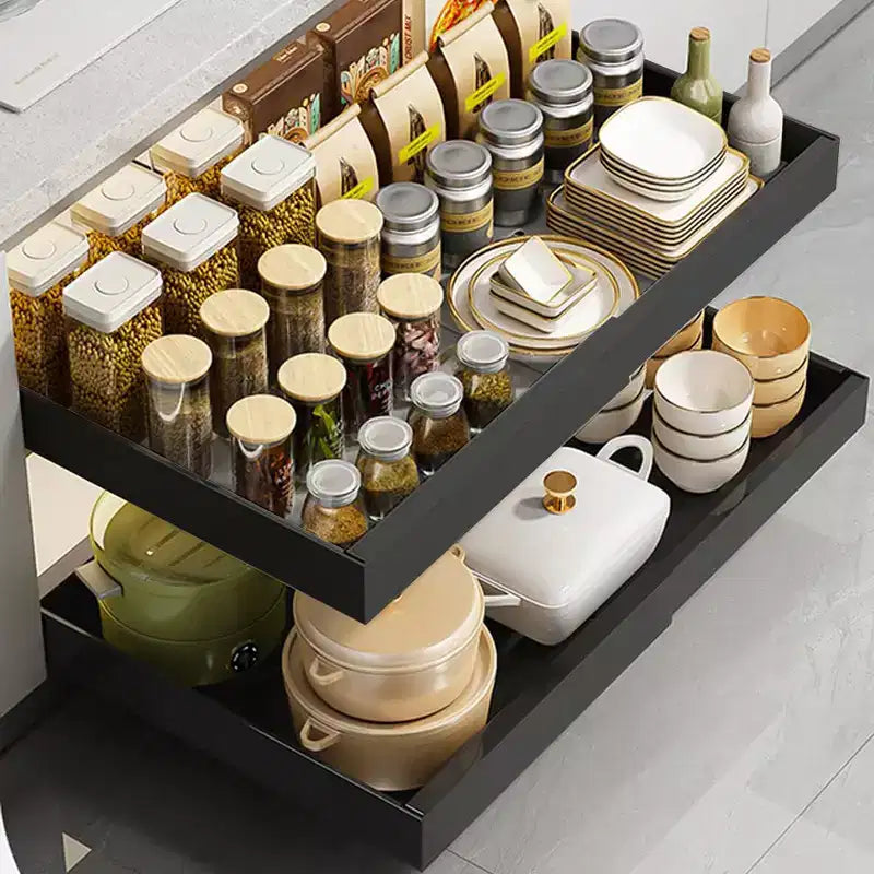 1 Organisateur de placard extensible, coulissant et réglable en largeur, 3 rails, grande taille