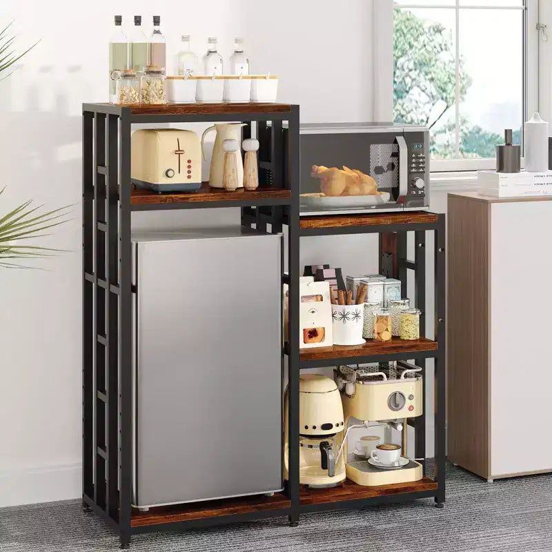 48,8 po Support réglable pour mini-réfrigérateur avec prise de courant, étagère robuste à 6 niveaux de 360 lb, support polyvalent pour réfrigérateur et micro-ondes pour cuisine et salon