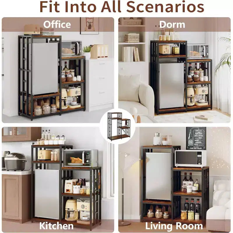 48,8 po Support réglable pour mini-réfrigérateur avec prise de courant, étagère robuste à 6 niveaux de 360 lb, support polyvalent pour réfrigérateur et micro-ondes pour cuisine et salon