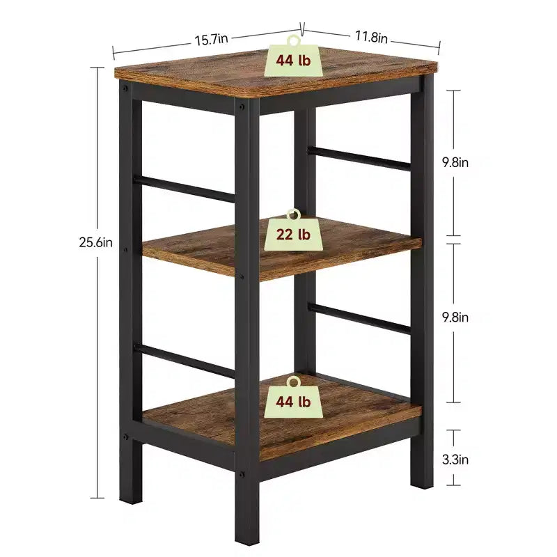 Lot de 2 tables d'appoint modernes - Étagère de rangement à 3 niveaux, Design peu encombrant, Tables de chevet pour salon et chambre, Style ferme, Montage facile