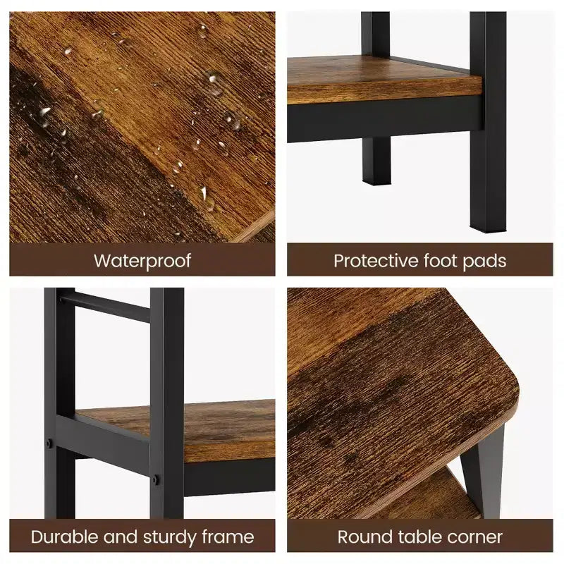Lot de 2 tables d'appoint modernes - Étagère de rangement à 3 niveaux, Design peu encombrant, Tables de chevet pour salon et chambre, Style ferme, Montage facile