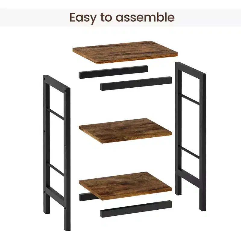 Lot de 2 tables d'appoint modernes - Étagère de rangement à 3 niveaux, Design peu encombrant, Tables de chevet pour salon et chambre, Style ferme, Montage facile