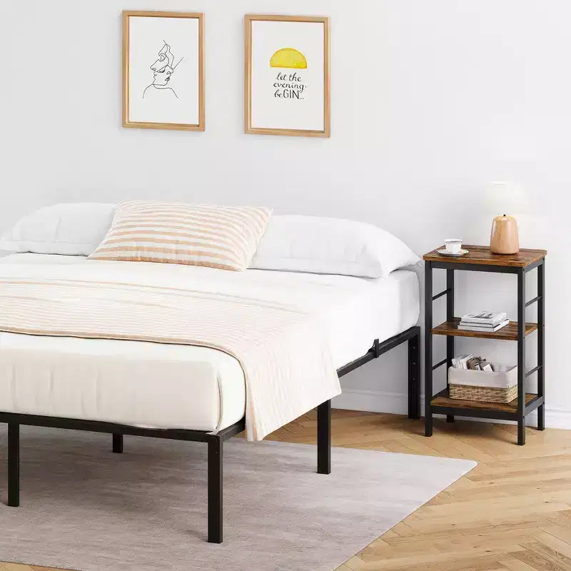 Lot de 2 tables d'appoint modernes - Étagère de rangement à 3 niveaux, Design peu encombrant, Tables de chevet pour salon et chambre, Style ferme, Montage facile