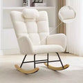 Nursery Rocking Chair with Ottoman, Teddy Upholstered Glider Rocking Chair with High Backrest, Armchair Reading Chair for Adults