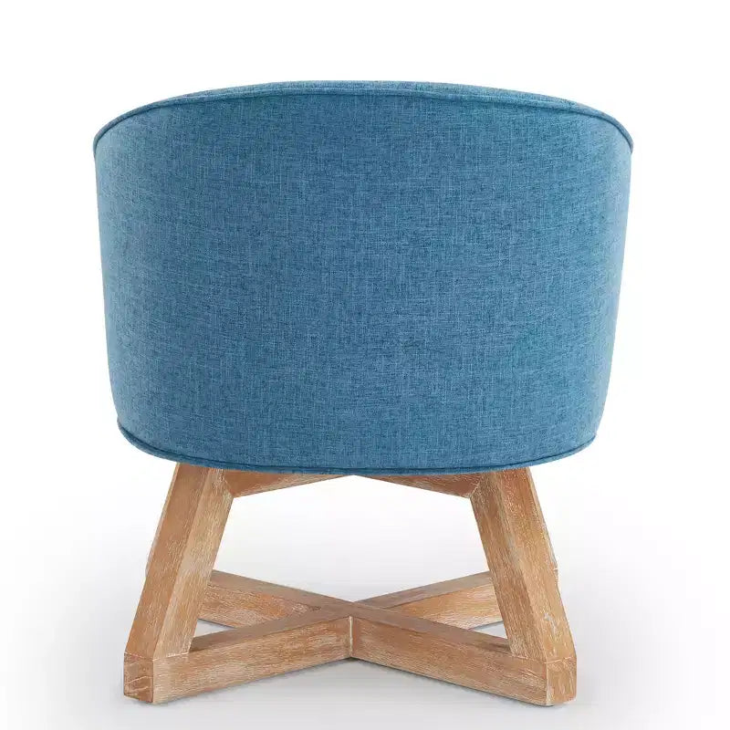 Fauteuil pivotant à 360°, fauteuil de salon en lin avec piètement en bois en croix, fauteuil pour salon, chambre, bureau