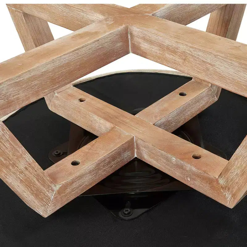Fauteuil pivotant à 360°, fauteuil de salon en lin avec piètement en bois en croix, fauteuil pour salon, chambre, bureau