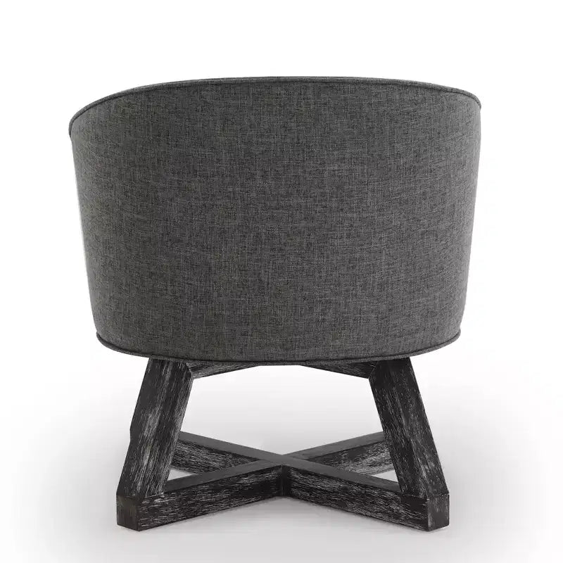Fauteuil pivotant à 360°, fauteuil de salon en lin avec piètement en bois en croix, fauteuil pour salon, chambre, bureau