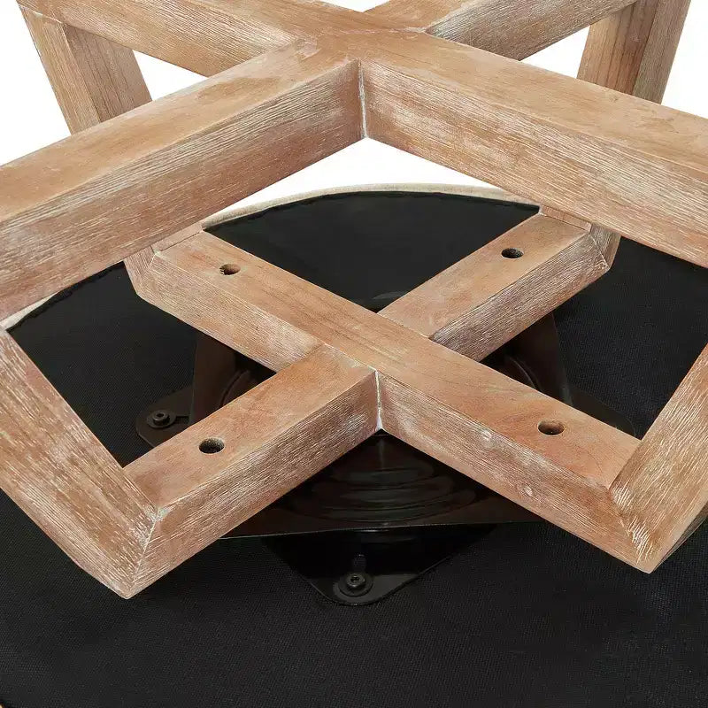 Fauteuil pivotant à 360°, fauteuil de salon en lin avec piètement en bois en croix, fauteuil pour salon, chambre, bureau