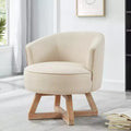 360 Swivel Chair, Linen Lounge Chair with Cross-shaped Wood Base, Armchair for Living Room, Bedroom, Office - ModernLuxe