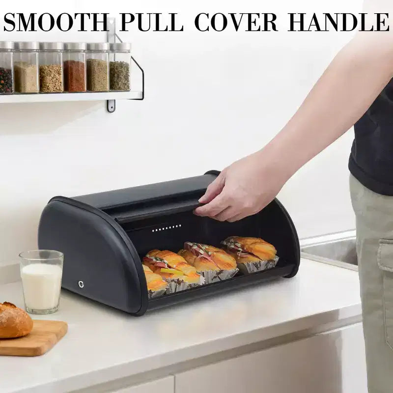 Boîte à pain en acier inoxydable avec fenêtre pour le stockage des aliments de cuisine