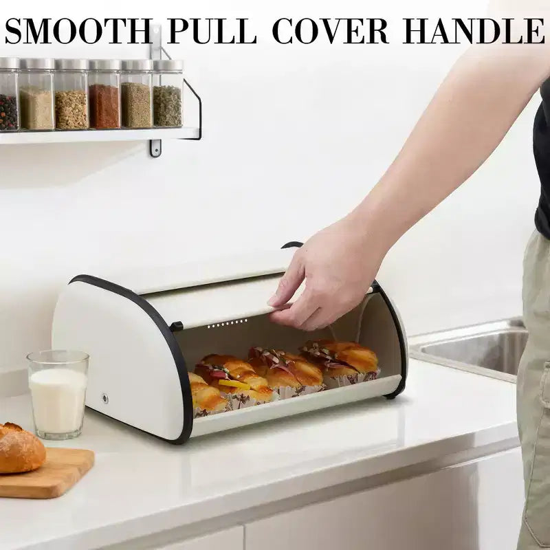 Boîte à pain en acier inoxydable avec fenêtre pour le stockage des aliments de cuisine