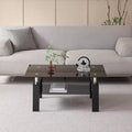 Tempered Black Glass Coffee Table, 2-Tier Modern Center Table for Living Room