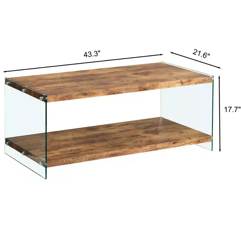 Table basse en MDF noyer avec plateau en verre trempé, table d'appoint moderne pour salon