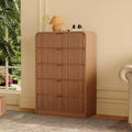 Fluted 5 Drawers Dresser for Bedroom, 47.6 Tall Modern Chest of Drawers with Round Edge & Metal Handle, Wooden Storage Organizer for Living Room