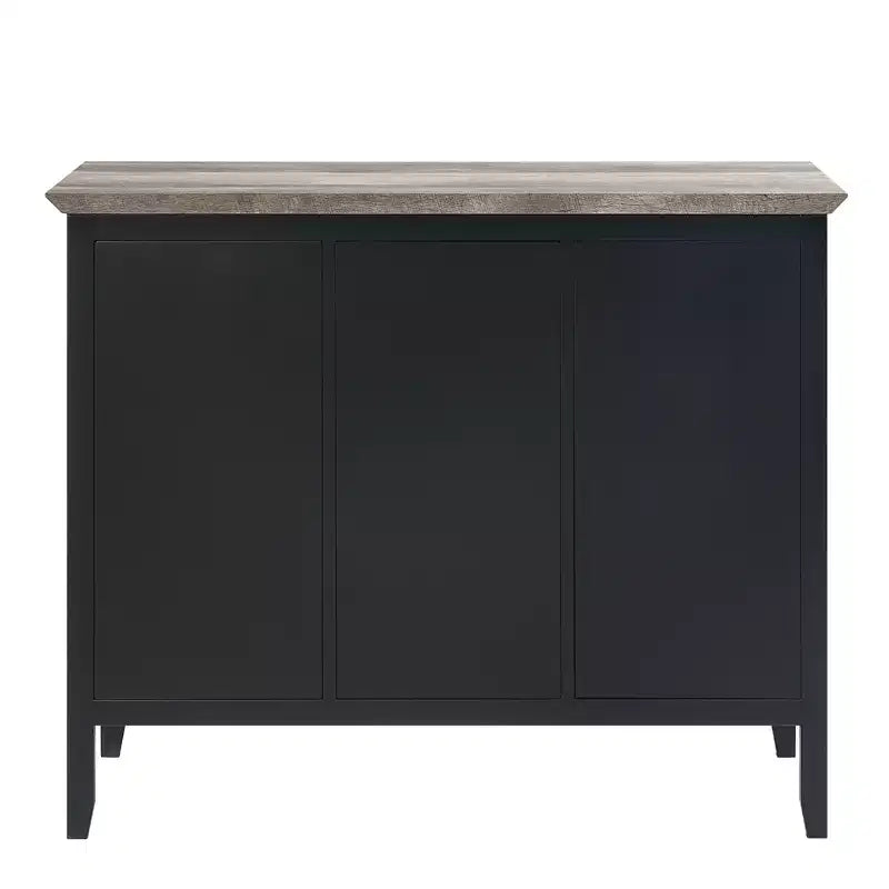 Meuble de cuisine et de salle à manger 47 po Chêne antique et fini noir sablé -: Cadre en métal, Rangement divisé, Bois composite