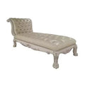 82" Dresden Chaise Lounge Leather Aire and Bone White Finish - Acme Furniture: Elegant Nailhead Trim, Wood Frame, Dry Dust Care