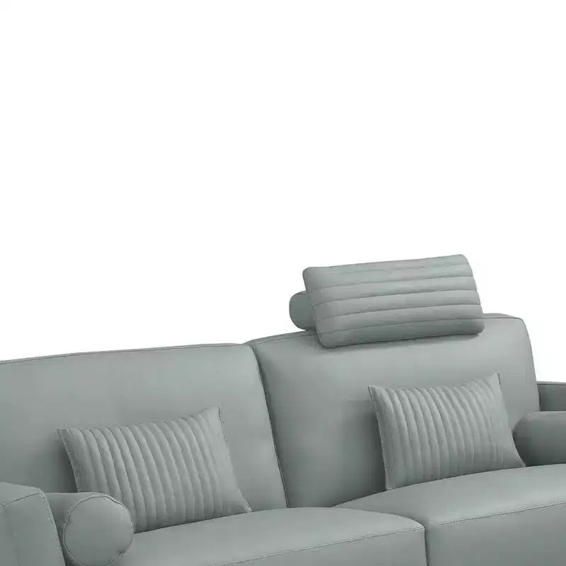 Canapé 173 cm en cuir -: Courbé, Rembourré, Cadre en bois, Nettoyage des taches, Assemblage sans outils