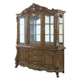 76" Latisha Decorative Storage Cabinet Antique Oak - Acme Furniture: No Assembly, Tempered Glass, 5 Drawers