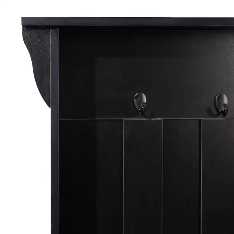 Meuble d'entrée avec banc, 3 patères individuelles et rangement inférieur avec étagères réglables