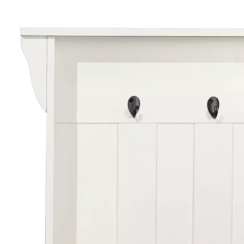 Meuble d'entrée avec banc, 3 patères individuelles et rangement inférieur avec étagères réglables