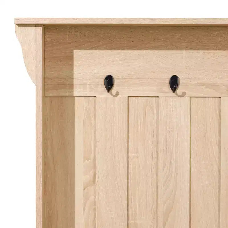 Meuble d'entrée avec banc, 3 patères individuelles et rangement inférieur avec étagères réglables