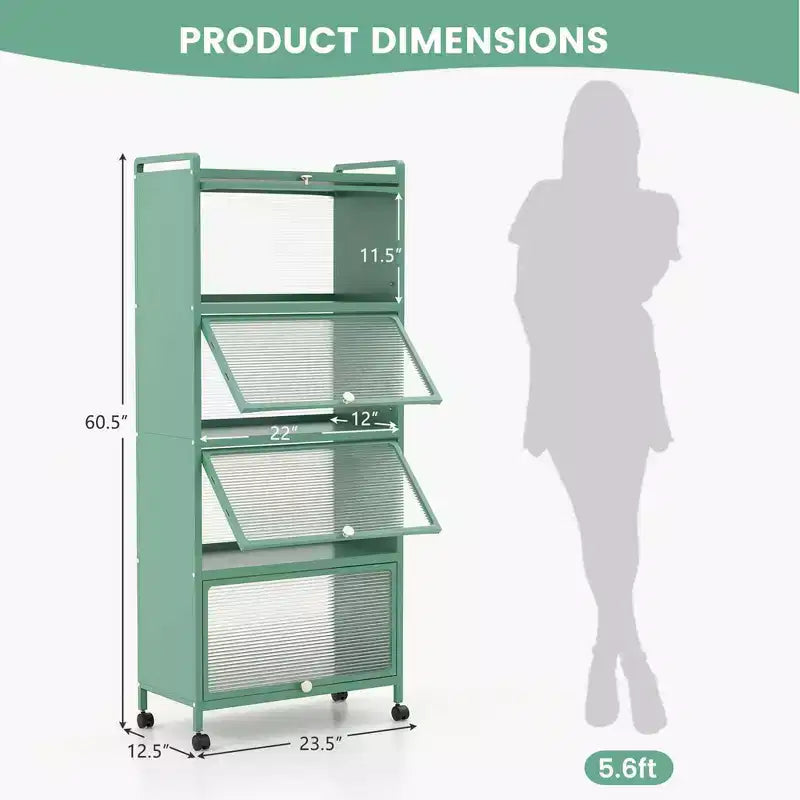 Meuble de rangement à 5 niveaux pour cuisine et micro-ondes mobile, avec portes basculantes, coloris blanc/noir/gris/vert