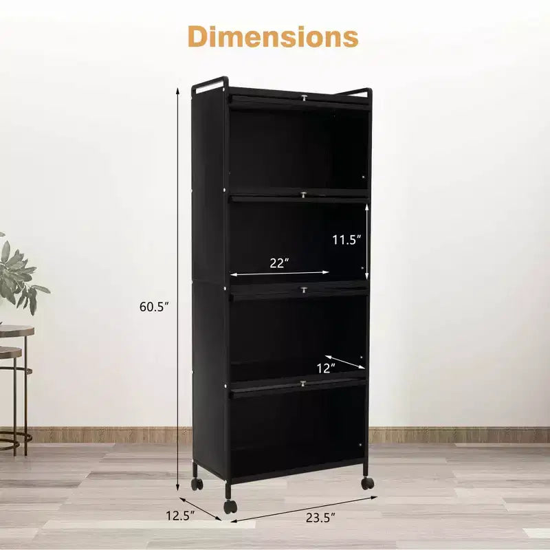 Meuble de rangement à 5 niveaux pour cuisine et micro-ondes mobile, avec portes basculantes, coloris blanc/noir/gris/vert