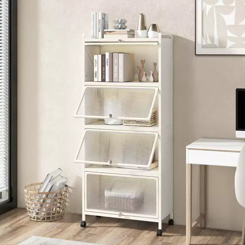 Meuble de rangement à 5 niveaux pour cuisine et micro-ondes mobile, avec portes basculantes, coloris blanc/noir/gris/vert