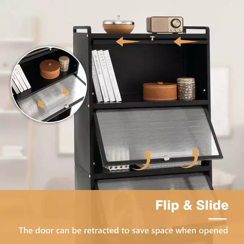 Meuble de rangement à 5 niveaux pour cuisine et micro-ondes mobile, avec portes basculantes, coloris blanc/noir/gris/vert