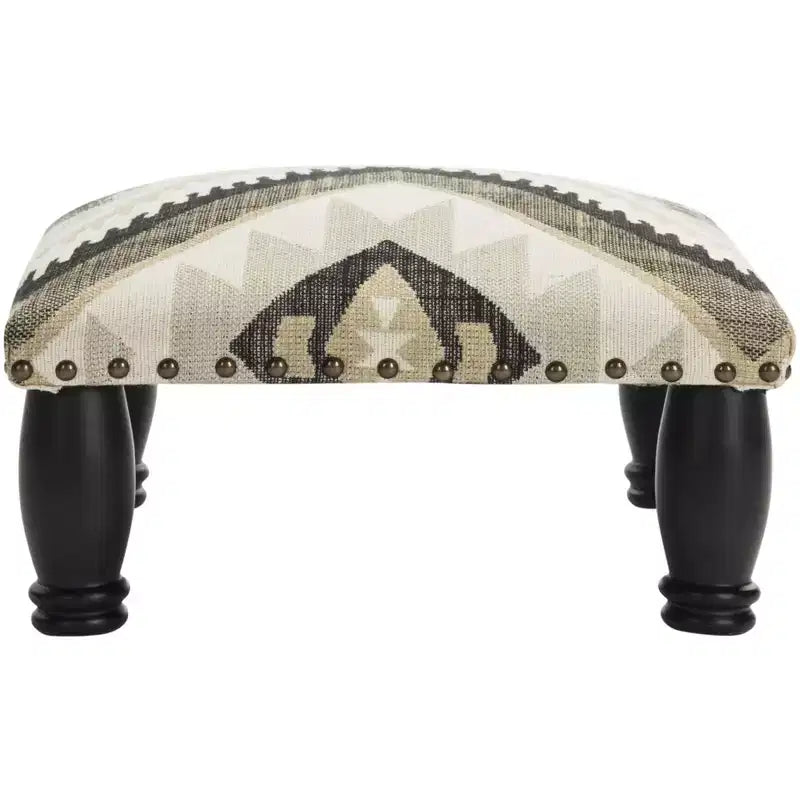 Makalo Footstool - MCR4597 - Ikat/Black - Safavieh