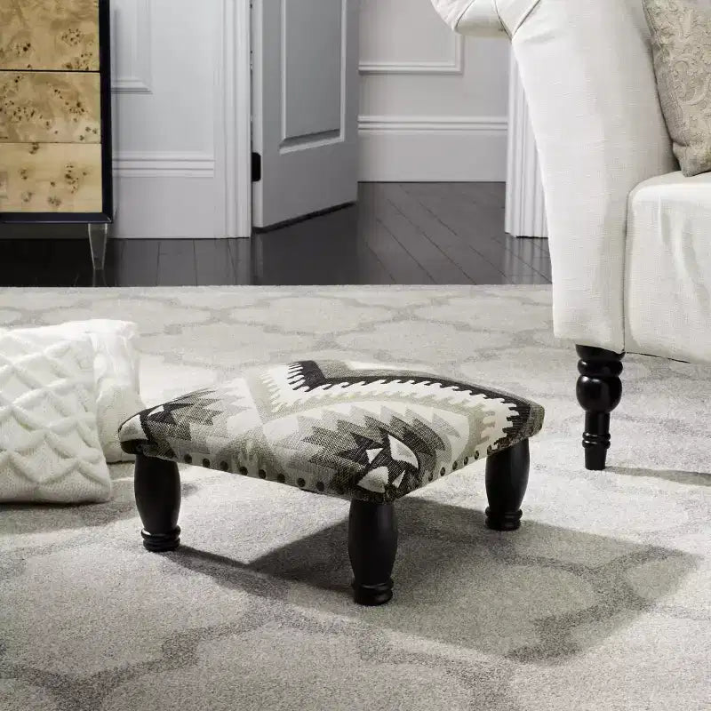 Repose-pieds - MCR4597 - Ikat/Noir