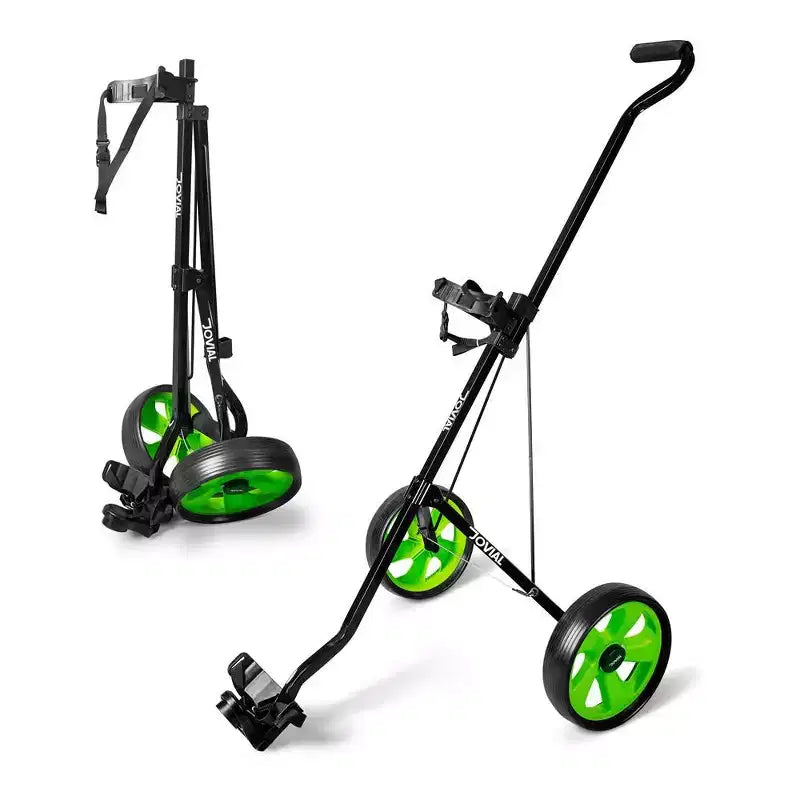 Foldable 2-Wheel Golf Pull Cart for Easy Transport with Aluminum Frame, Elastic Strap, Compact Design, Lightweight and Durable