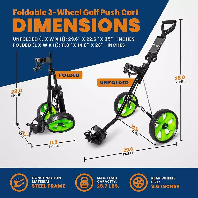 Chariot de golf pliable à 2 roues pour un transport facile avec cadre en aluminium, sangle élastique, design compact, léger et durable