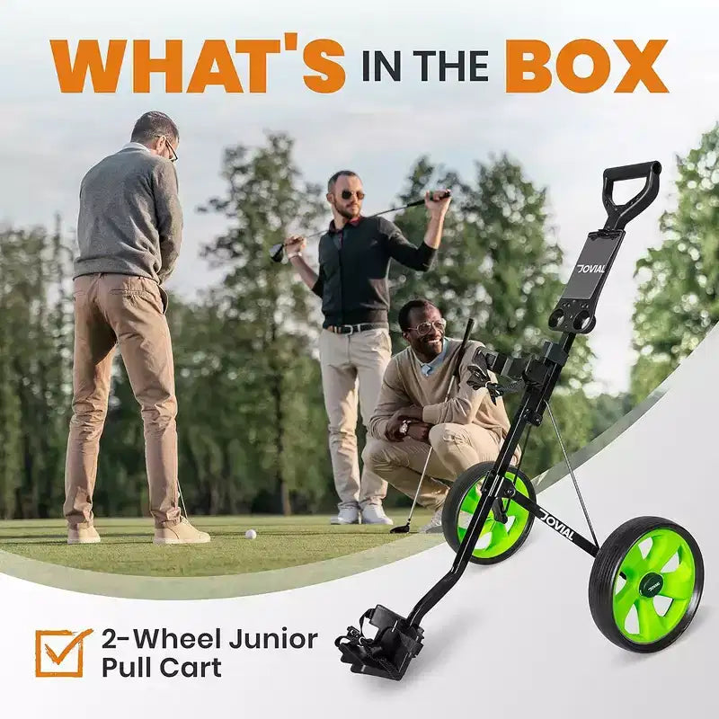 Chariot de golf pliable à 2 roues pour un transport facile avec cadre en aluminium, sangle élastique, design compact, léger et durable