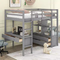 Loft Bed with Built-In Desk, Storage Shelves and Drawers - ModernLuxe
